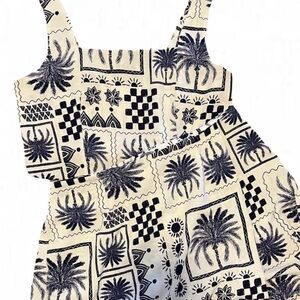 Blue and white/cream tropical skort set Size M